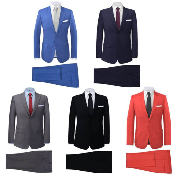 men suit slim fit New Silm Fit Best Man Suit Blue Groomsman Mens Wedding Prom Suits