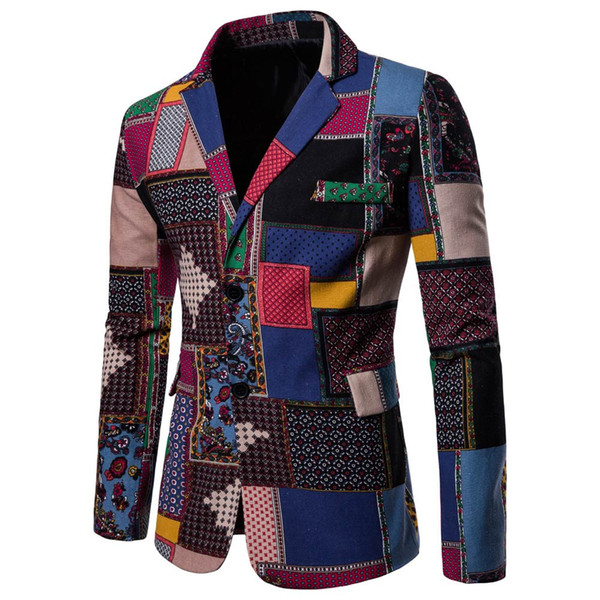 Luxury Velvet Pattern Cotton Blazer Men Patchwork Jackets Men's Stage Jacket Elegant Wedding Men's Blazer Veste Costume Homme 5