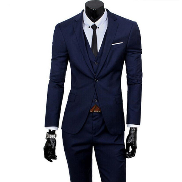 Customized new men's suit three-piece suit (jacket + pants + vest) men's business casual single button suit wedding groom groomsmen dress