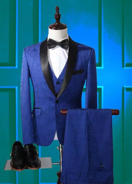 (Jacket+Pants+Vest+Bowtie) Fashion 3 Piece Men Suit Slim Fit Formal Wedding Party Groom Tuxedos Men Blazer