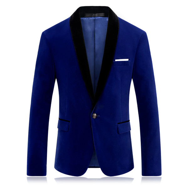 Royal Blue Prom Blazer for Men Fashion Brand Stage Clothing for Singers Slim Fit Mens Red Velvet Blazer Jacket