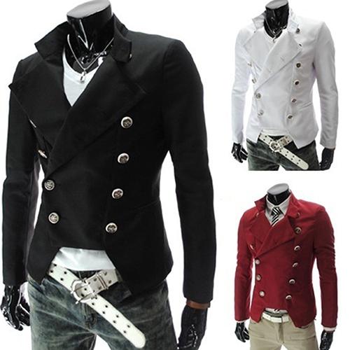 New Arrival Men's Fashion European Style Double-breasted Casual Lapel Slim Suit Blazer Coat