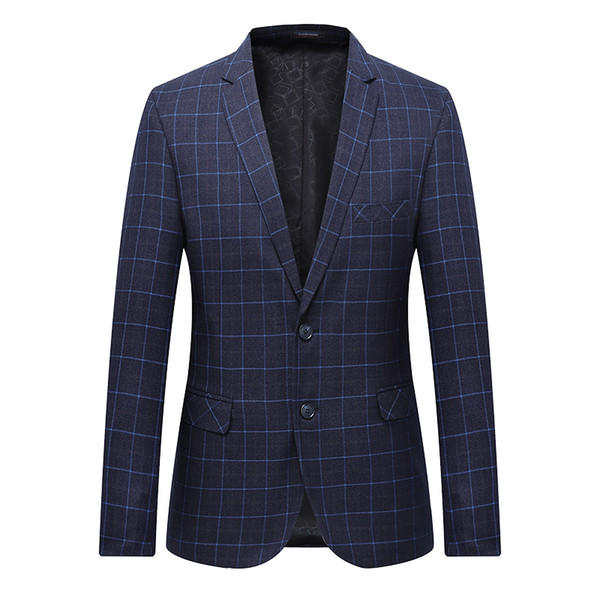 Mens Blazer Suit Jacket Fashion Man Plaid Blazer Style Casual Single Button Business dress Blazers Men Slim Fit Grid Suits Coats