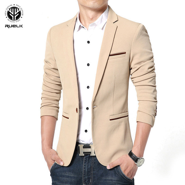 RUELK New Arrival Luxury Men Blazer New Fashion Brand High Quality Cotton Blends Slim Fit Men Suit Terno Masculino Blazers