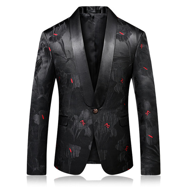 Red Dot Print Blazer Luxury Shawl Collar Mens Blazer Jacket Stage Costumes Terno Masculino Wedding Party Stylish Suit Jacket