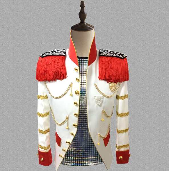 blazer men suits designs jacket mens stage Court uniform singers clothes dance star style dress punk rock masculino homme white