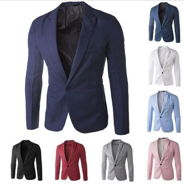 Wholesale Casual Men's Suits High Quality One Button Men Blazers Outdoors Slim Fit Jackets Men Long Sleeve 8 Colors Suits Plus-size M-3XL