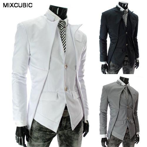 MIXCUBIC fashion spring Autumn Korean style Asymmetrical design suit men Business casual Slim fit solid color suit for men M-2XL