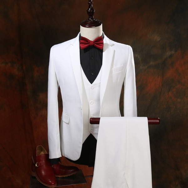 (jacket+vest+pants)male wedding groom prom suit set autumn winter decorative pattern singer costumes party blazer high quality