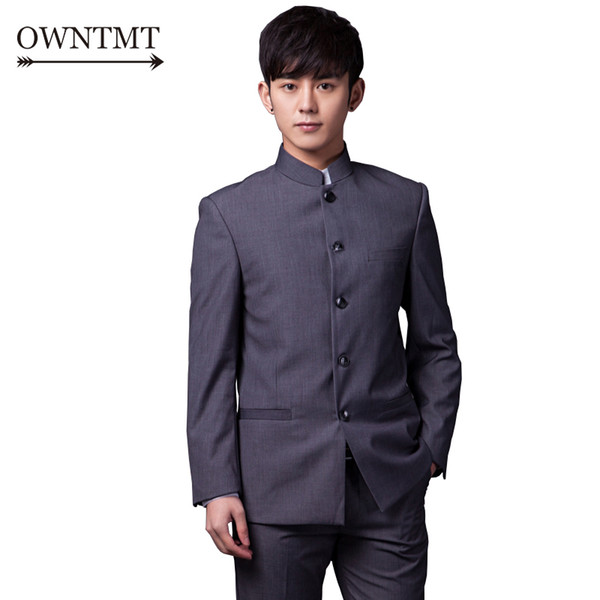 Men Suit Sets Chinese Tunic Suits Stand Collar Classic Elegance Suit Blazer Brand Design Business Formal Male Cotton Sets