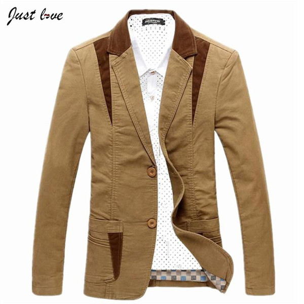 Wholesale- Men Cotton Casual Blazer New Men's Plus Size M-6XL Business Casual Jacket Coat Male Fashion Solid Color Men's Cardigan