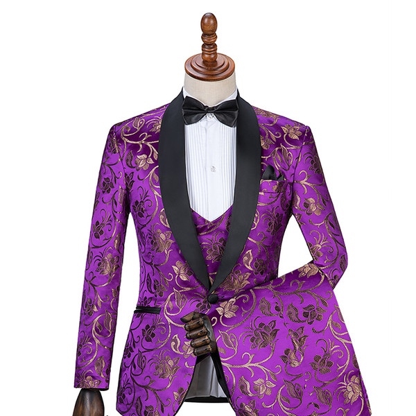 Gwenhwyfar 10 colour Groom Wear with purple Shawl Lapel Wedding Tuxedos Custom Made Man Suits Wedding Tuxedos Jacket+Pants+vest