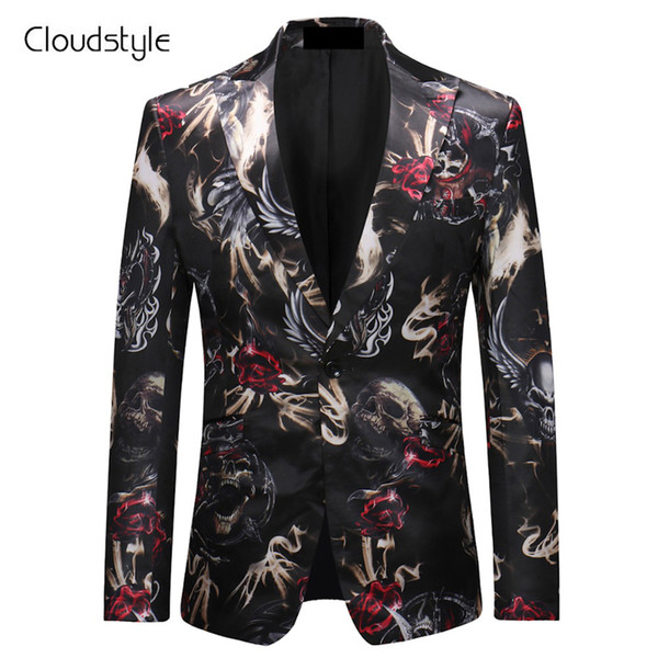 Cloudstye Male Suit Jackets Men Fashion 3d Print Blazer Skull 3D Print Both Sides Hip Hop Costumes Clothing Plus Size 6XL