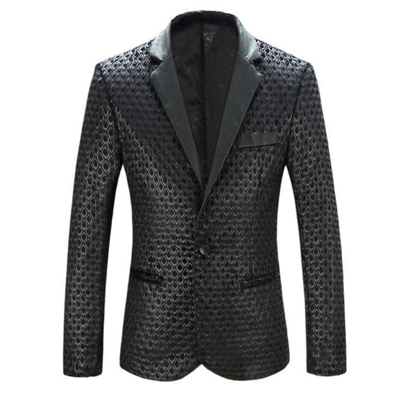 Mens Pu Leather Fur Blazer Plus Size Fashion Designer Black Party Men Slim Fit Blazer Homme Outdoor Coat