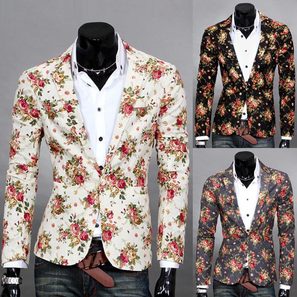 Wholesale-2015 Fashion Design Mens Floral Blazer Jacket Coats,Casual Slim Fit Stylish Blazers For Men,men Wedding Suit,Free Shipping