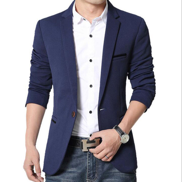 Wholesale- 2017 New Mens Blazer Spring Fashion Suits For Men Top Quality Blazers Slim Fit Jacket Outwear Coat Costume Homme Blazer Men