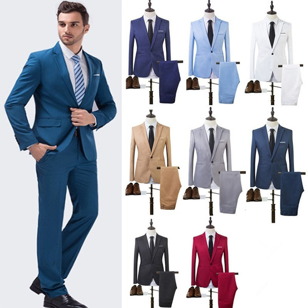 2018 Mens Suits Business and Leisure Blazers A Two-piece Suit The Groom's Best Spring Man Wedding Top Brand M-3XL CL043