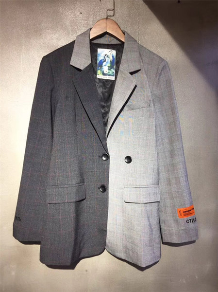 Heron Preston Blazers MenButton Embroidery Heron Preston Blazers Black Gray Plaid