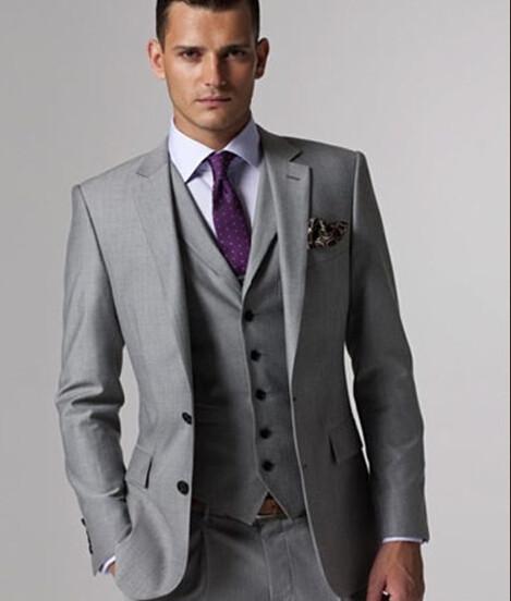 New Arrival Custom Made Light Tailcoat Men Suit Set Slim Wedding Suits Mens Gray Groom Tuxedos( Jacket+pants+vest+tie) C19041601