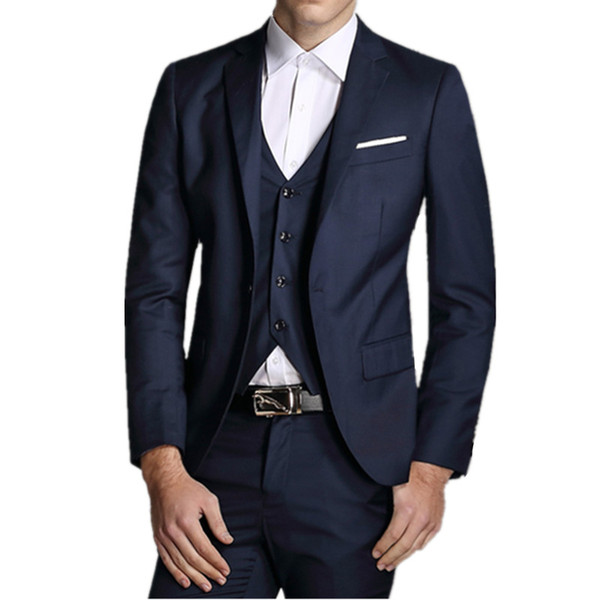 Suit Blazer Men New Fashion Brand Clothing Slim Fit Jacket Hot Sale Mens Wedding Suits Trousers Pants Vest 3 Pieces Sets