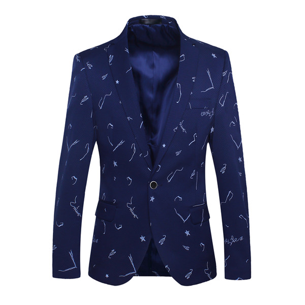 BROWON Brand 2018 New Arrival Men Blazer Tuxedo Print Slim Fit Business Mens Casual Korean Style Clothing Men