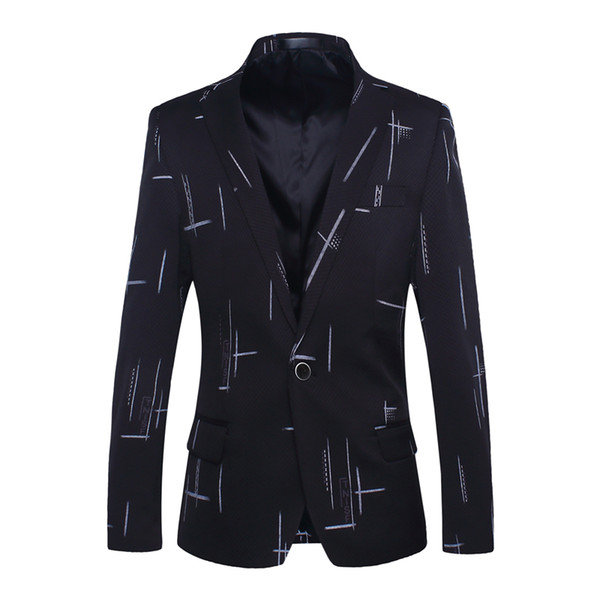 BROWON Korean Suit Spring Autumn Mens Blazers Casual Fashion Print Suit Slim Fit Formal Jackets Wedding Suits & Blazers