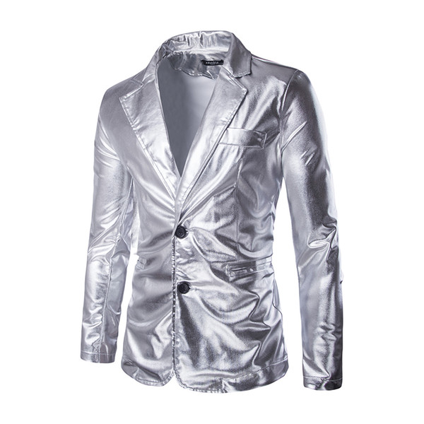 Fashion personality stage performances Men Jackets Blazers Dress Suits Silver Gold Black Slim waterproof coats maillot homme