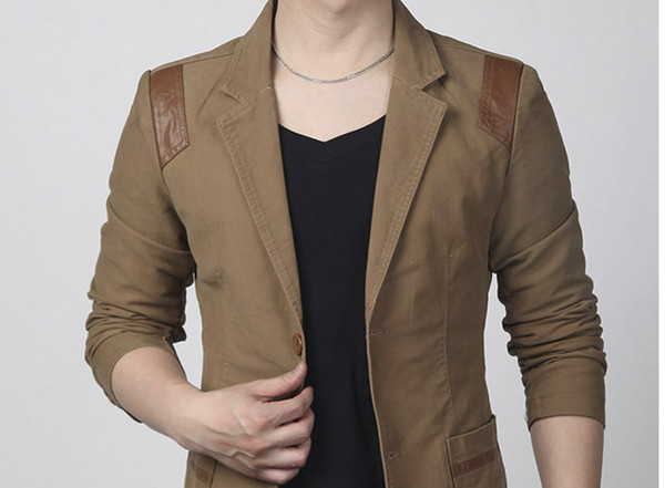 Spring and autumn new Korean men's business casual small suit slim single western men's large size coat leather suit