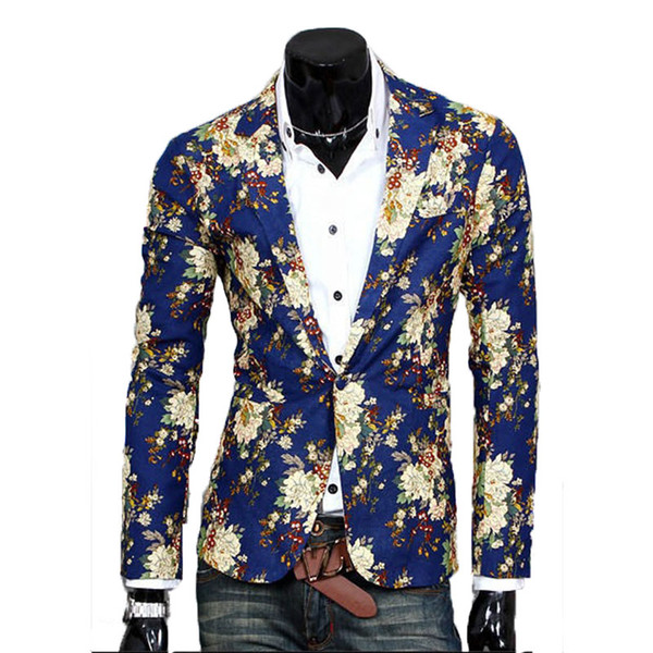 men's new style Korean version of stereoscopic tailoring slim fit suit without ironing patchwork floral suit business tops