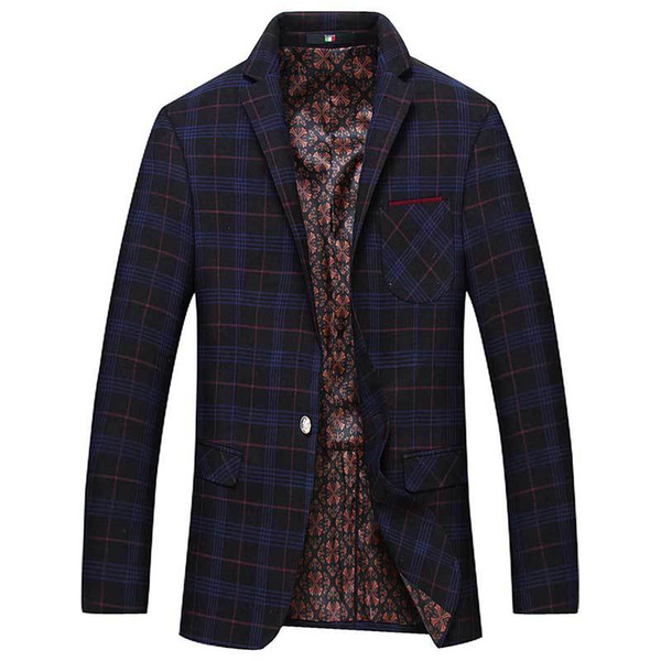 Free shipping 2017 new high quality casual plaid blazers men Business blazer jackets Men's flannel blazers suit men size M-4XL