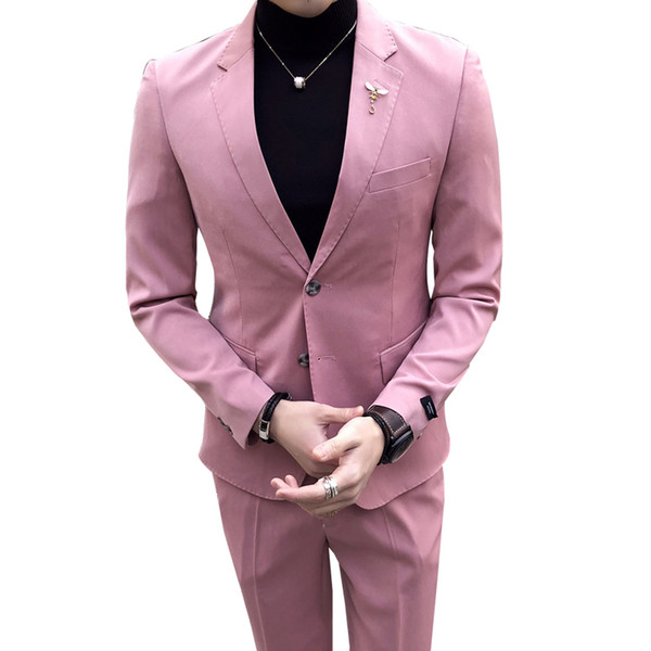 Latest coat pant designs Hot pink tuxedos Slim fit men suit for groomsmen Formal smart casual 2 Pieces blazer + pants