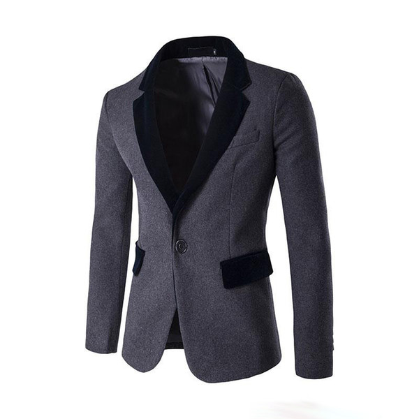 Hot Autumn Winter Fashion Solid Wool Men Coats One button Slim fit Mens Blazer Casual Men's Suits