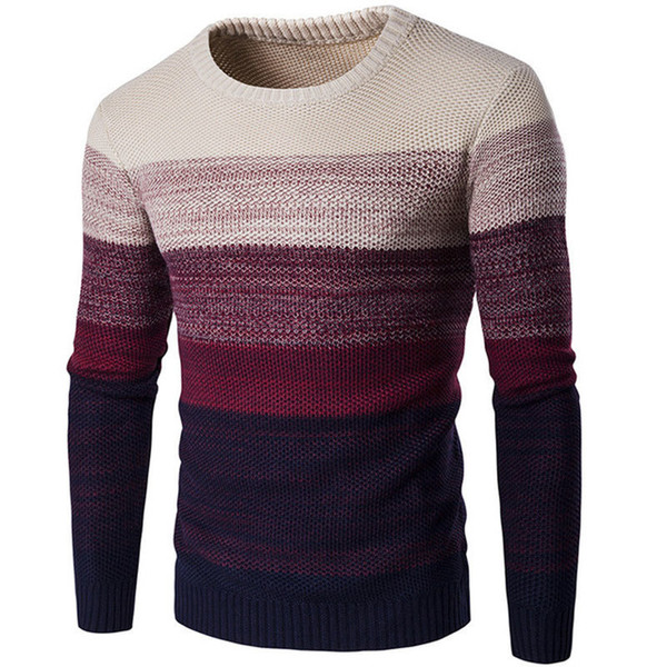 Spring Autumn Men's Sweater Polyester Stripe Pattern Loose Pullovers O-neck Thin Casual Sweater Outwear Low Price Promotions