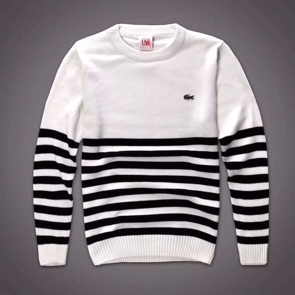 Men's Striped High-End High-Quality Cashmere Sweater Men's Fashion O-Neck Pop Casual Teen Head Long Sleeve 76%~80% Cashmere Sweater