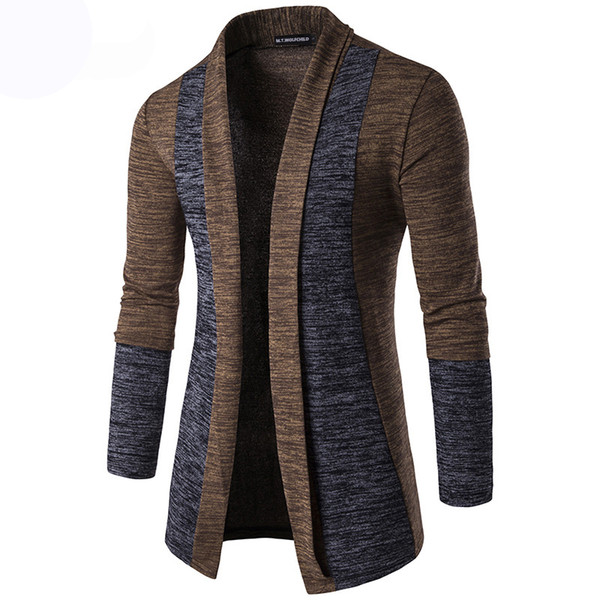 Free shipping 2018 Autumn Men's long sleeve knit sweater coat casual mens patchwork sweaters fashion slim mens clothing tops