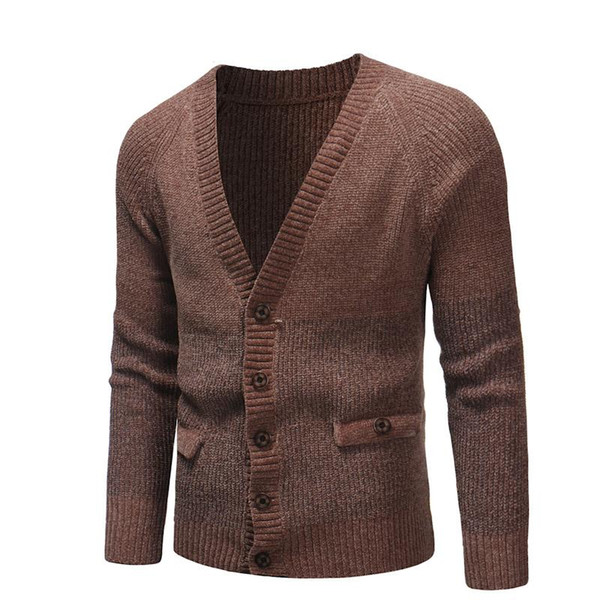 Fashion New Brand Sweater Men V-Neck Solid Slim Fit Knitting Mens Sweaters Cardigan Male Autumn Fashion Casual Tops Hots for sale