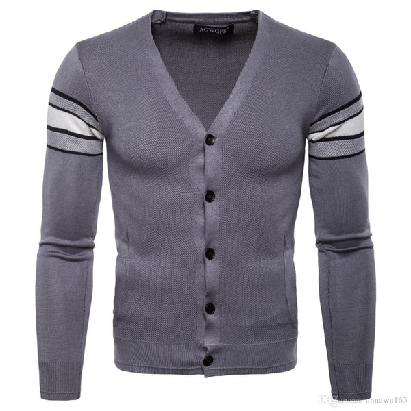 Fashion Cardigan Sweater Men' Striped Sweater With Long Sleeve High Quality Cashmere Blend Knitted Winter Mens Sweater For Sales