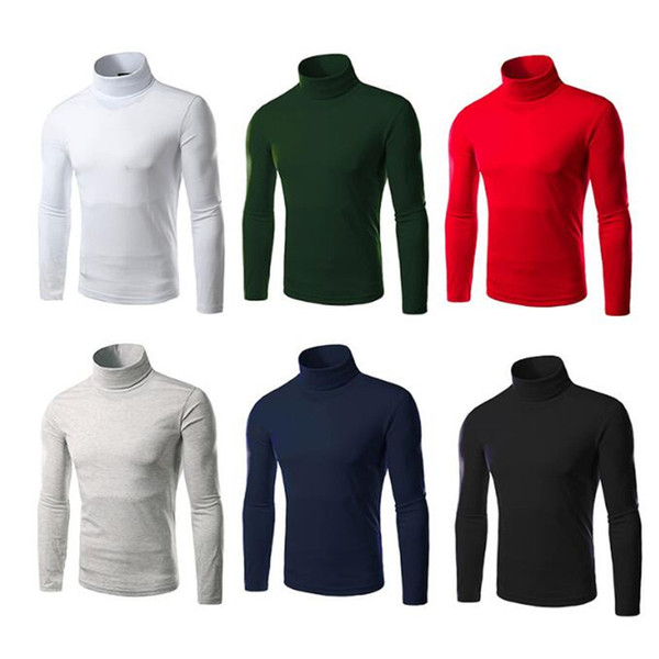 1Pcs Mens Sweaters Turtleneck Shirt Thermal Pop Fashion 2017 Long Sleeve Casual Stretch Cotton Slim