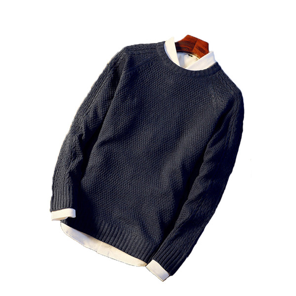Men Sweater Men Pullover Pull thin solid color new comfortable long-sleeved round neck sweater