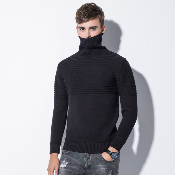 Turtleneck Men Winter Sweaters Wool Solid Color O Neck Pullovers Slim Fit 2018 Fashion Autumn Sweater Winter Black Grey S153