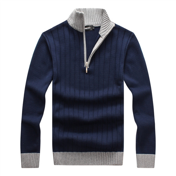 Sweaters Men New Fashion Casual stand-collar Slim Cotton Knit half-zipper Mens Sweaters Pullovers Men Brand Clothing M-3XL