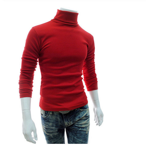 2018 New Autumn Winter Men'S Sweater Men'S Turtleneck Solid Color Casual Sweater Slim Fit Brand Knitted Pullovers