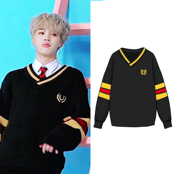 BTS JIMIN style clothing Knit sweater long sleeve school retro retro pullover BTS student Harajuku