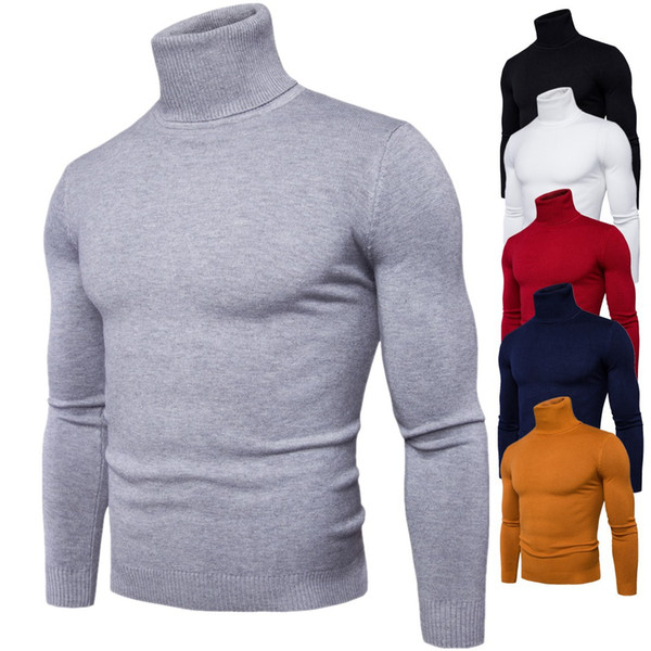 New Casual Turtleneck Sweater Men Pullovers Autumn Solid Slim Knitwear Full Sleeve Coat 2018 Cashmere Jumpers Pull Homme Winter