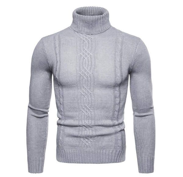 New Men Sweater Pullover Slim Warm Solid High Lapel Jacquard Hedging British Men's Clothing Mens Turtleneck