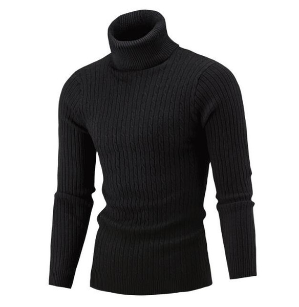 New Autumn Winter Men'S Sweater Men's Turtleneck Solid Color Casual Sweater Men's Slim Fit Brand Knitted Pullovers