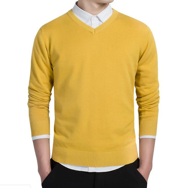 Autumn Fashion New Casual Knitted sweater Men Sweaters Pullover Slim Fit 100% Cotton Solid Men Sweaters Pullover