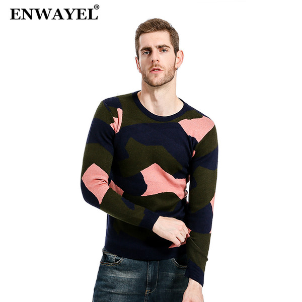 ENWAYEL 2018 Autumn Winter Camouflage Slim Fit Sweater Men Clothes Fashion Casual Pullover Knied Male Sweaters Brand Clothing