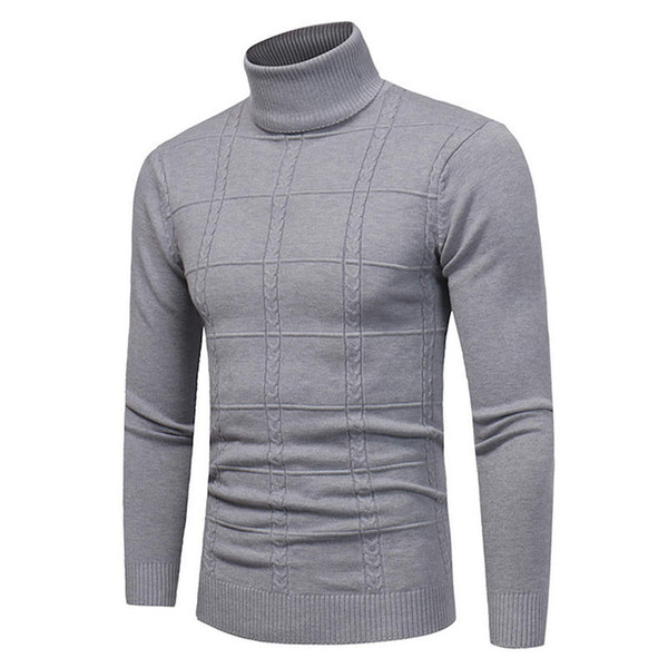 New Autumn Winter Men'S Sweater Men's Turtleneck Solid Color Casual Sweater Slim Fit Brand Knitted Pullovers 4XL