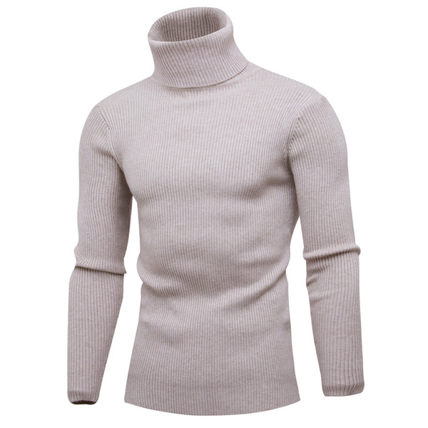 2018 autumn and winter new fashion handsome sleeve vertical solid color can turn high collar base basic casual sweater